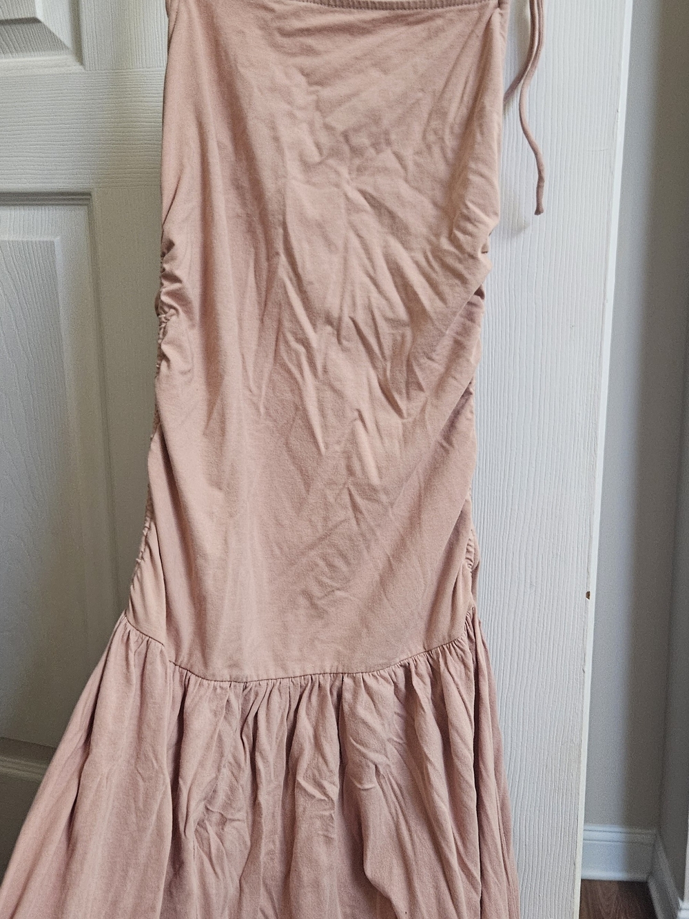 Free People Blush Pink Tank Top Dress Ruched Side With Balloon Bottom